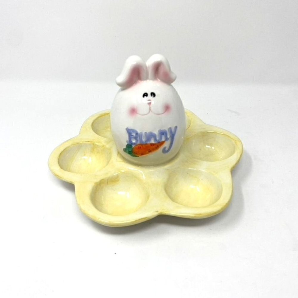 Boutique Brand Ceramic Egg Holder Dish Platter Display Decor Bunny